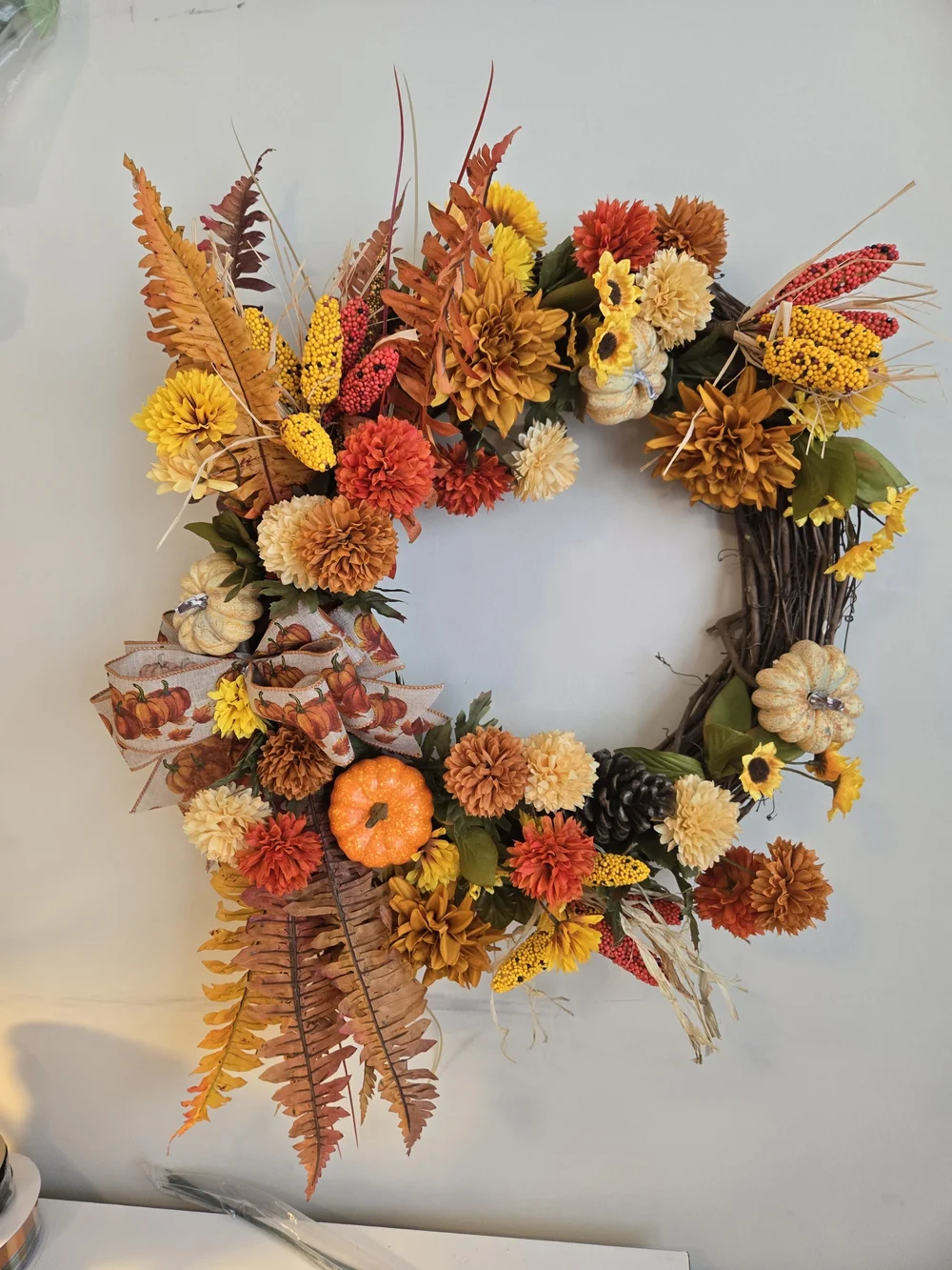 Autumn Harvest Floral Wreath - Orange, Yellow, Rust